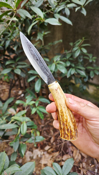FC148A 52100 Steel Evenki Handmade Forge Antlers Handle Hunting Knives