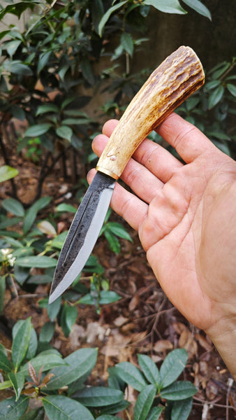 FC148A 52100 Steel Evenki Handmade Forge Antlers Handle Hunting Knives
