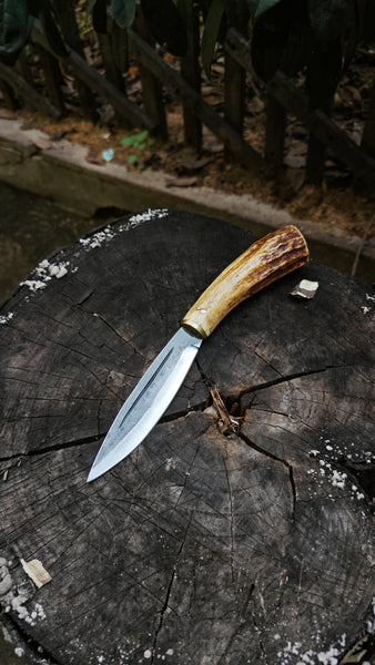 FC148A 52100 Steel Evenki Handmade Forge Antlers Handle Hunting Knives