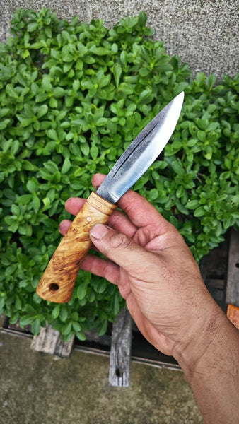 FC148B Handmade Forge Birch Knot Handle Evenki Hunting Knives