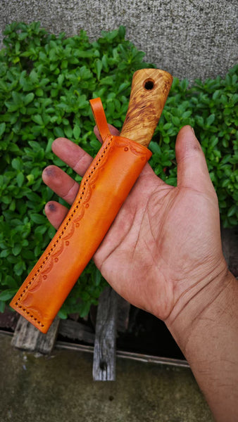 FC148B Handmade Forge Birch Knot Handle Evenki Hunting Knives