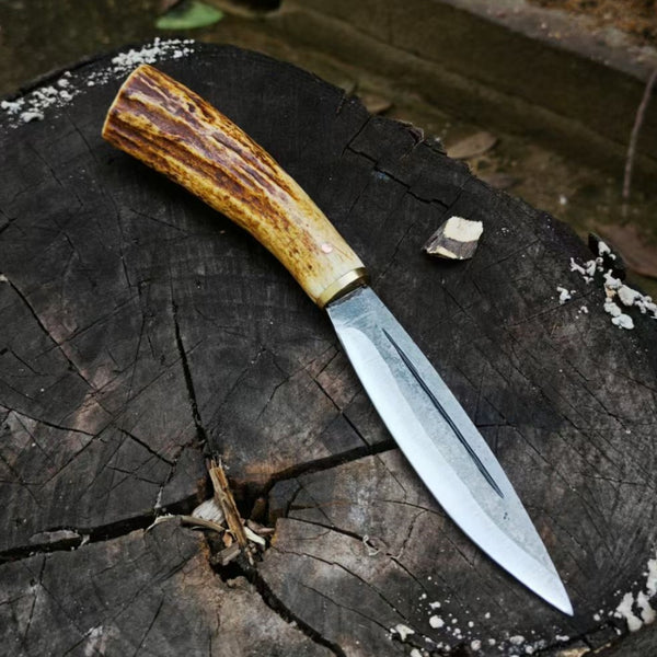 FC148A 52100 Steel Evenki Handmade Forge Antlers Handle Hunting Knives