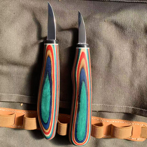 Colorful Wood Carving Detail Knives With Scabbard FC121