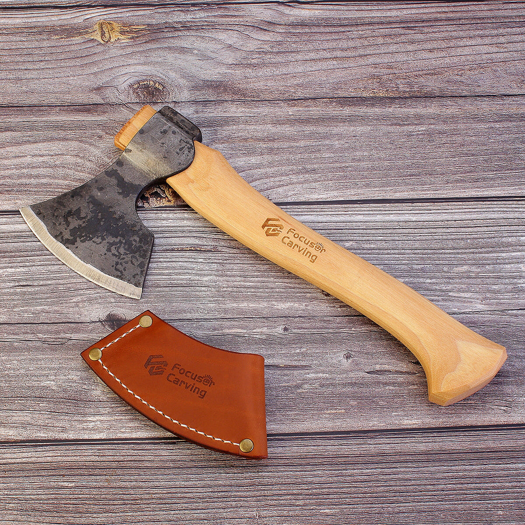 Green Woodworking Carving Axe With Leather Sheath FC501 – Focuser