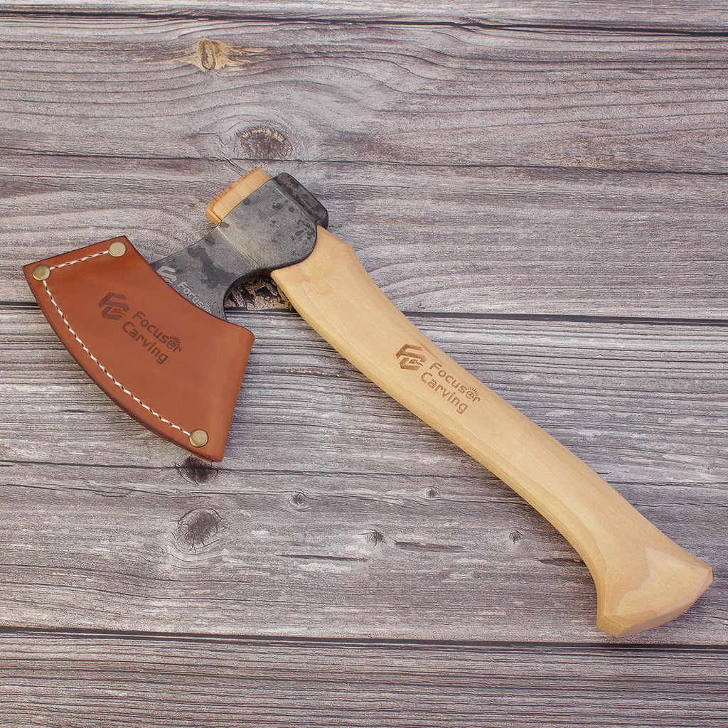 Green Woodworking Carving Axe With Leather Sheath FC501 – Focuser