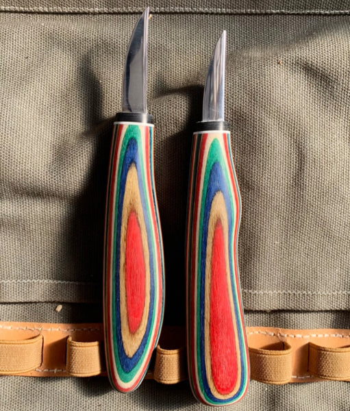 Colorful Wood Carving Detail Knives With Scabbard FC121