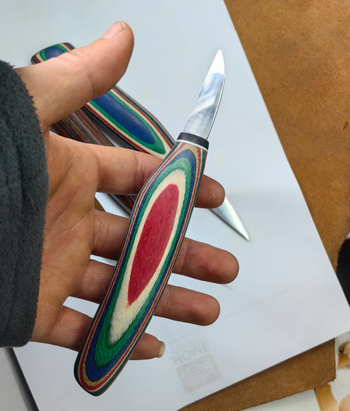 Colorful Wood Carving Detail Knives With Scabbard FC121