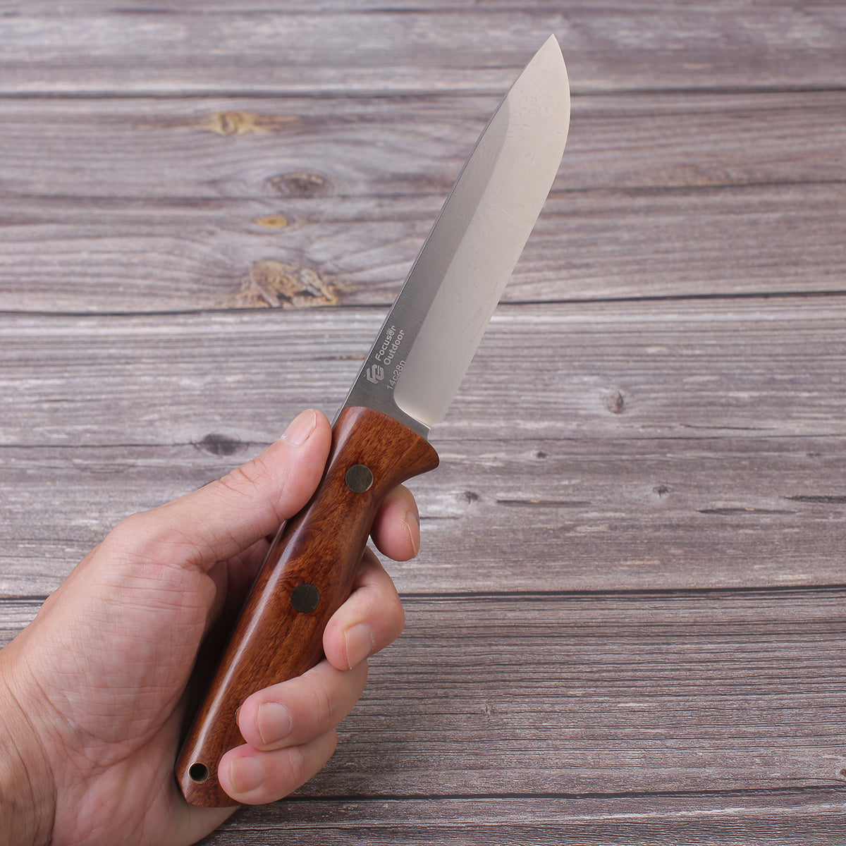 FC135 Bushcraft Knife (Wood Handle + 14C28n Steel Blade +Leather Sheath)