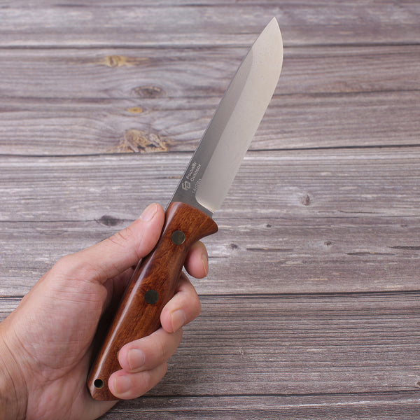 FC135 Bushcraft Knife (Wood Handle + 14C28n Steel Blade +Leather Sheath)