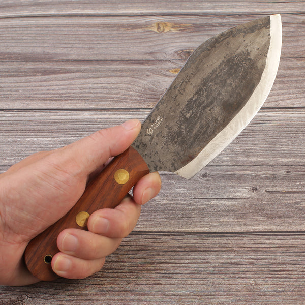 Outdoor Carbon Steel 52100 Forge Knife With Leather Sheath FC9004